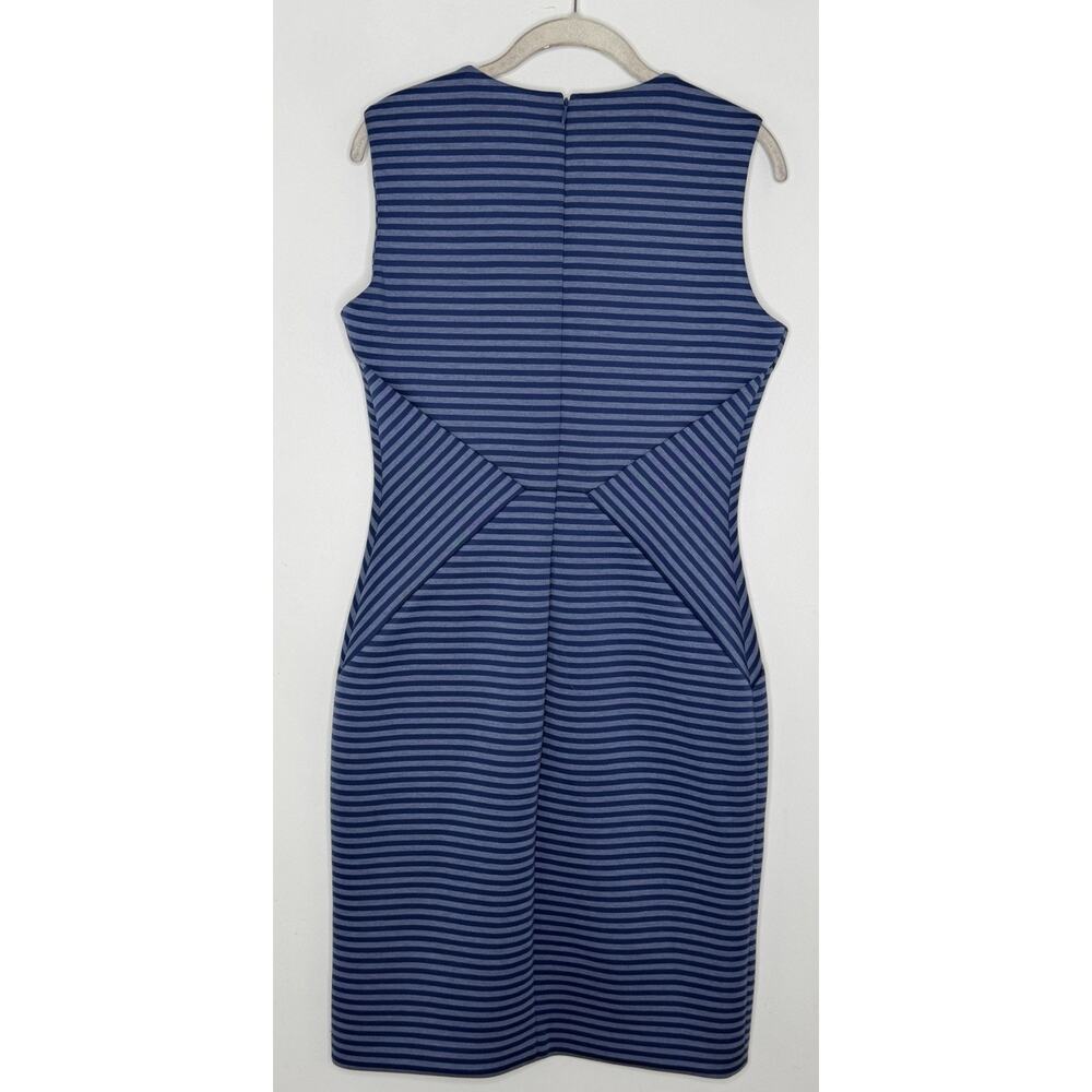 Calvin Klein Women’s Blue Stripe Sleeveless Ponte Sheath Dress Size 8 - Picture 5 of 5